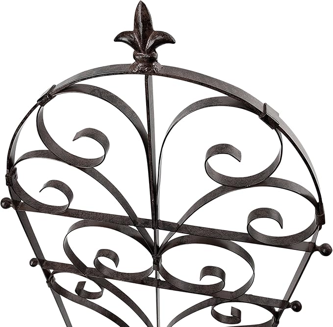 H Potter Large Metal Garden Trellis 73.5 Installed Height — 34-Lb Heavy Duty Iron Scroll Trellis for Roses Ivy &amp Clematis — 84 Overall with Ground Spikes Freestanding (GAR214 Large)