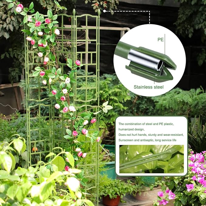 Foldable Garden Trellis For Climbing Plants Width: 50cm Height:90/120/150cm PE Steel Pipe Metal Garden Obelisk Garden Screen For Tomatoes Vegetables Fruits Flowers Pots Vines Stands ( Size : 50*