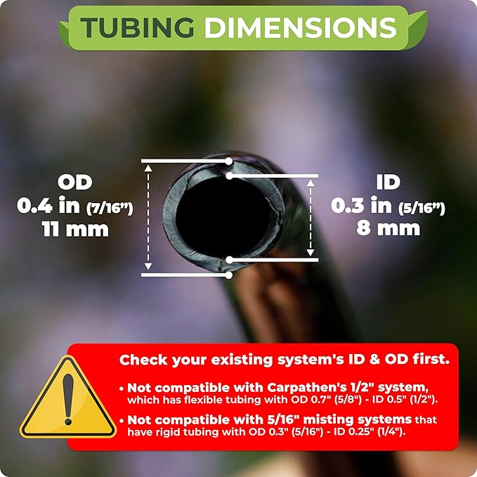 CARPATHEN 100ft Drip Irrigation Tubing - Mainline - (5/16 ID - 7/16 OD) Black PVC Water Line