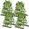 Wesiti 4 Packs Foldable Cucumber Trellis for Raised Bed 34W x 48H Adjustable a Frame Garden Trellis for Climbing Plants Outdoor Yard Metal Plant Support for Vegetables Tomato Pea Flower Vine Squash