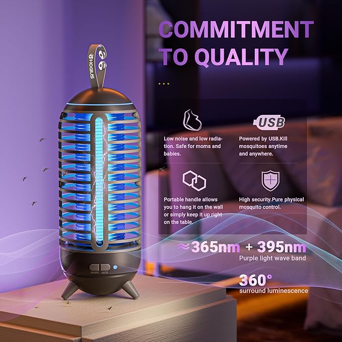 2 Pack Cordless Bug Zapper Outdoor &amp Fly Zapper Indoor &amp Wireless Mosquito Zapper Portable Camping Fly Trap 2500mAh Electric Ideal for Traps
