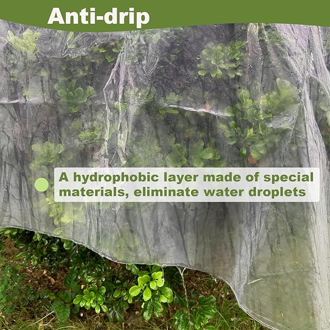 Greenhouse Plastic Sheeting 8 x 25ft 6 mil Clear Greenhouse Film UV Resistant Thickened Plastic Sheeting Heavy Duty Polyethylene Green House Plastic Cover(8 x 25ft)