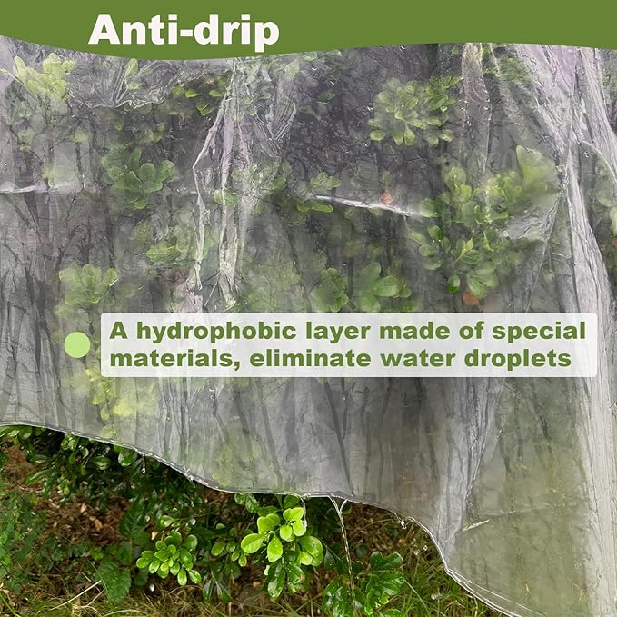 Greenhouse Plastic Sheeting 10 x 26ft 6 mil Clear Greenhouse Film UV Resistant Thickened Plastic Sheeting Heavy Duty Polyethylene Green House Plastic Cover(10 x 26ft)