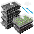 Elcoho 6 Pack Seed Starter Tray Kit 40 Cells Seedling Trays with Humidity Dome and Base Mini Propagator Plant Nursery Pots Total 240 Cells for Greenhouse Plants Growing Black