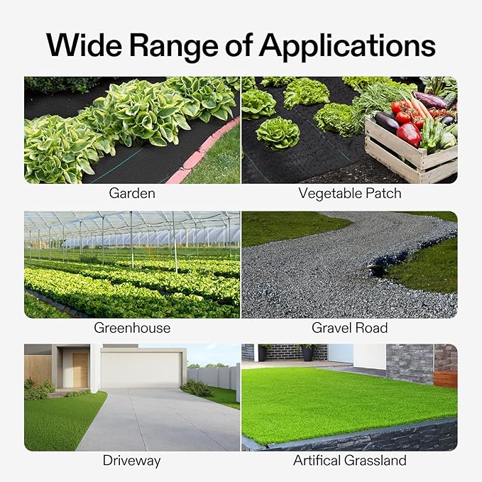VIVOSUN Premium Weed Barrier Landscape Fabric Heavy Duty 6ftx300ft 5oz Double-Layered Weed Control Mat with High Permeability Commercial Ground Cover Easy Set up &amp Superior Weed Control