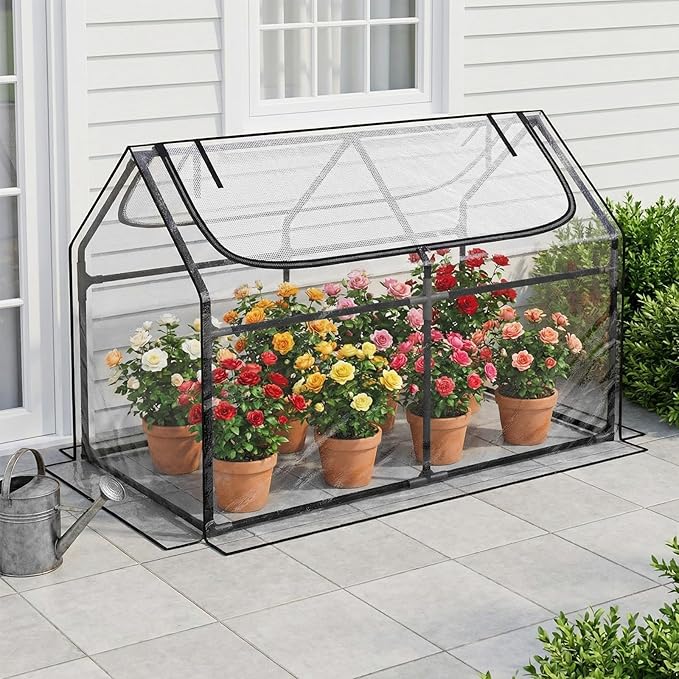 Superlele Mini Greenhouse for Outdoor 48x24x36In Portable Greenhouse with 2 Large Zipper Doors Transparent PVC Cover for Plant Protection and Winter Gardening Reinforced Frame