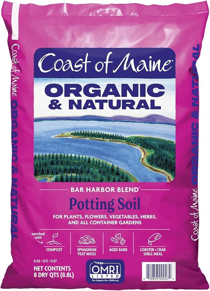 Coast of Maine Bar Harbor Blend 8qt (Pack of 4) Organic and Natural Potting Soil for Houseplants Flowers Vegetables Herbs and Containers
