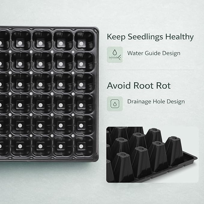 Gardzen 10 Pack 72 Cell Seed Starter Trays 1.75 Deep Plug Tray for Seedlings Thick Seedling Trays with Drainage Holes Fit Standard 1020 Drip Tray