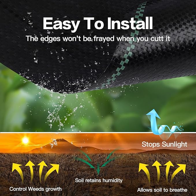4FT x 115FT Weed Barrier Landscape Fabric Premium Heavy Duty Woven Garden Ground Cover Weed Block Control Mat Cloth for Gardening Planting Farming Landscaping Flower Bed Driveway