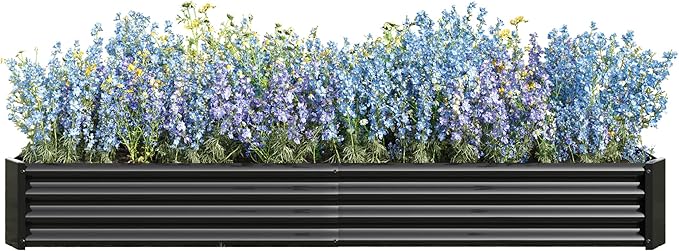 Galvanized Raised Garden Bed for VegetablesPlanter Raised Garden Boxes OutdoorMetal Raised Garden Beds Steel Kit for Vegetables Flower Herb Patio Black Rectangle