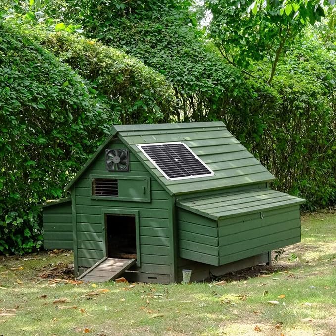 SUNYIMA Solar Panel Fan Kit 12W Weatherproof Solar Panel with DC Fan for Small Chicken Coops Greenhouses ShedsPet Houses Window Exhaust (Single Fan)