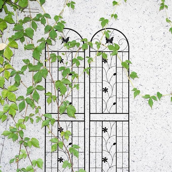 Sturdy Metal Garden Trellis for Climbing Plants – Rust-Resistant Outdoor Flower Support with Decorative Lattice Design (H86''-4 Pack)