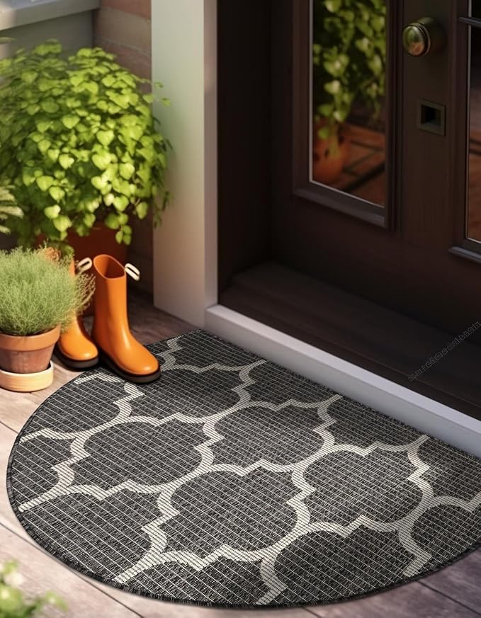 Unique Loom Outdoor Trellis Collection Area Rug (2' 2 x 3' 7 Hearth Black/Ivory)
