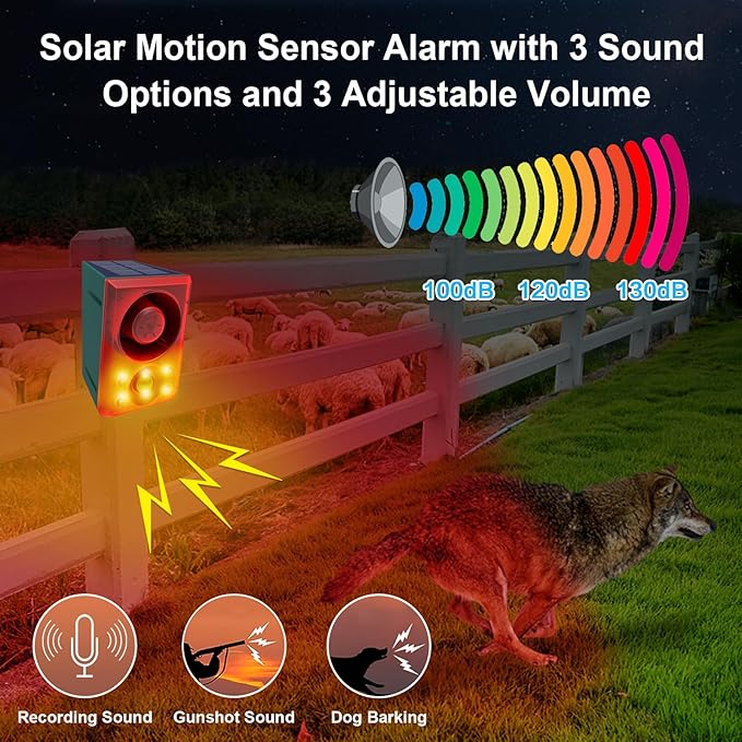 ChunHee Solar Animal Detterent OutdoorMotion Activated Deer DeterrentSupport Recording&amp±VolumeDeter Deer CoyoteRaccoon FoxSquirrels Deterrent for Garden Yard