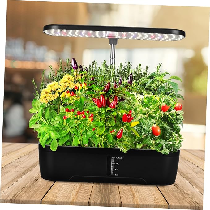 Kisangel 1 Set Indoor Hydroponic Gardening Kit Smart Plant with Automatic Watering Fertilization and Temperature Control for Easy Indoor Vegetable Cultivation