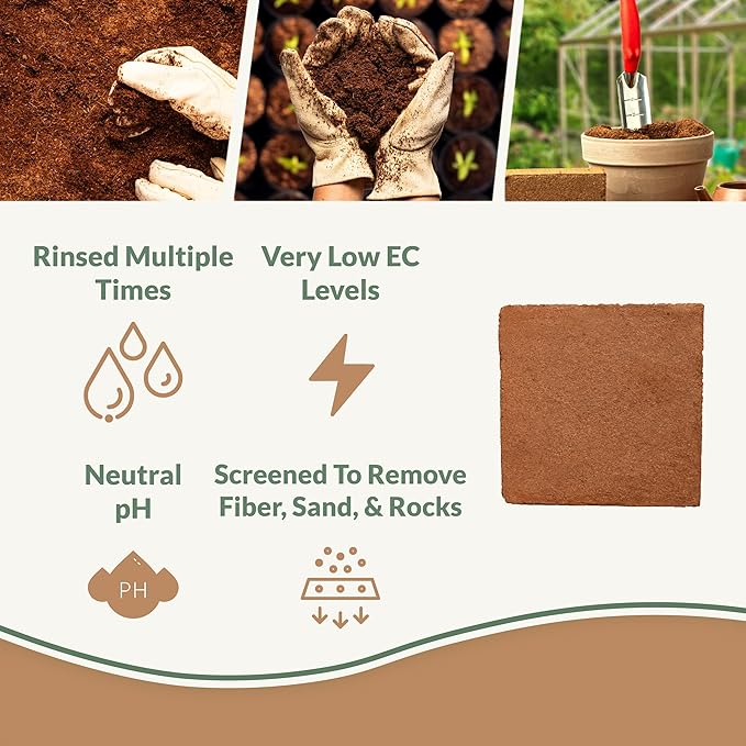 Buffered Coco Bliss (10lbs) + Char Bliss (8 Qts) - Coconut Coir Brick &amp Organic Biochar for Plants - Organic Coco Coir for Plants - Biochar Soil Amendment - Charcoal for Plants - Potting Soil Mix