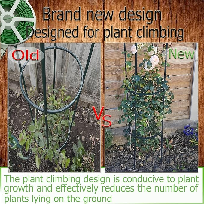 Garden Trellis for Climbing Plants Metal Garden Obelisk Trellis for Climbing Plants Outdoor with Auto Sensor Solar Light for Raised Beds Vines Cucumbers Tomato Cage(25 * 150cm/9.8*59)