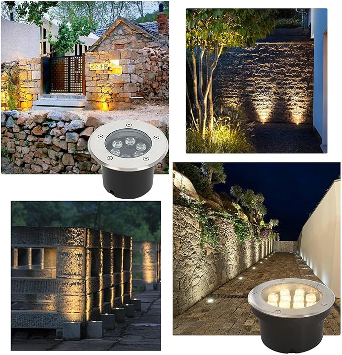 LED Underground Light - 24V Low Voltage Landscape Lamp IP65 Waterproof Embedded Garden Ground Lights for Pathway Patio Driveway Step Deck Landscape Lighting(Yellow Light18W)