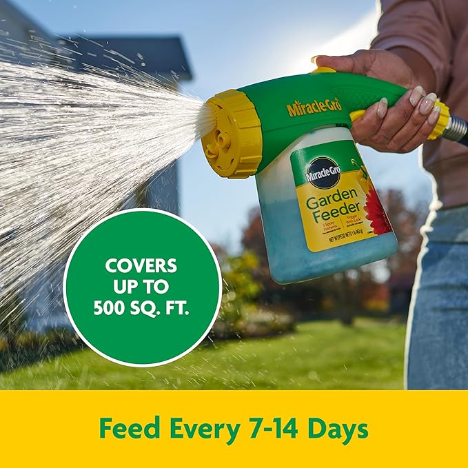 Miracle-Gro Water Soluble Tomato Plant Food and Garden Feeder Bundle Hose-End Feeding System for Vegetable Plants in Outdoor Gardens