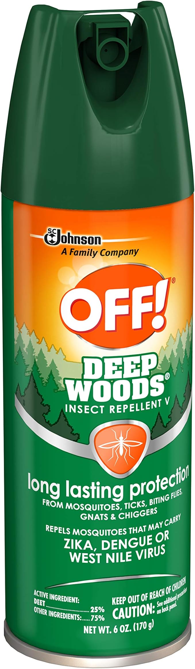 OFF! Deep Woods Insect Repellent Ticks Aerosol with 25 Percent DEET Provides up to 8 Hours of Mosquito and Tick Protection 6 Ounce (Pack of 6)