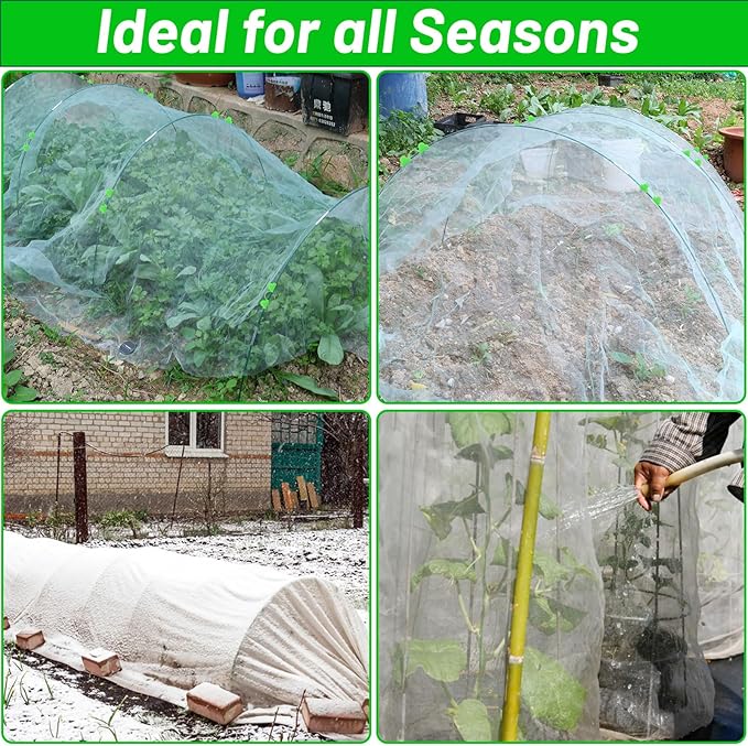 161 PCS Greenhouse Hoops for DIY Grow Tunnel 12 Sets of 7 FT Long Garden Hoops Kit Support Hoops Frame for Garden Netting Raised Bed Plant Row Cover DIY Plant Support Garden Stakes