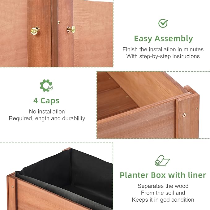 40x20x31 inch Raised Garden Bed with Legs Elevated Wooden Planter Box for Outdoor Plants Flowers Fruits Vegetable Herb Growing