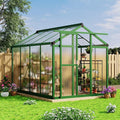 6x8 FT Greenhouse - Large Aluminum Greenhouses for Outdoors Heavy Duty Polycarbonate Greenhouse with Roof Vent&ampGround Nails Walk-in Green Houses for Garden Backyard Patio Easy Assembly