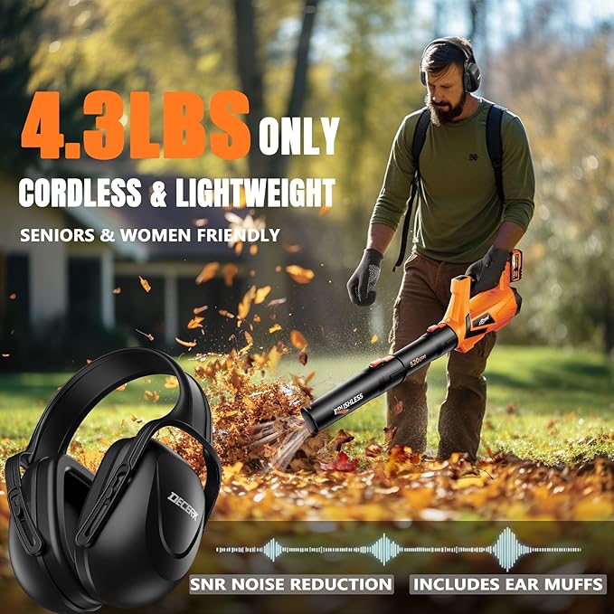 17000 RPM Cordless Leaf Blower with DECERK 7.8AH Battery - 530CFM Powerful Brushless Motor for Lawn Care 5-Speed Turbo Electric Blower for Dust Wet-Leaves Car Gutters Lightweight Garden Tool
