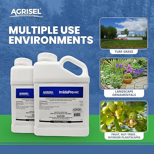 ImidaPro 4SC Insect Control Safe for Poultry &amp Greenhouses Insecticide Effective Against 100+ Insects Treats 1000 Sq Ft w/Just 3oz Includes 3-pack of Agrisel Protective Gloves 128 Ounce