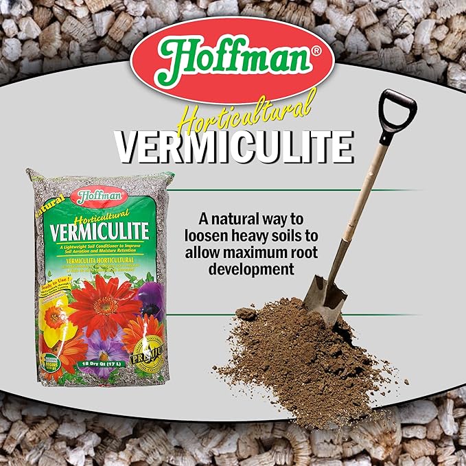 Hoffman Horticultural Vermiculite Lightweight Garden Soil Conditioner for Aeration and Moisture Retention 18qt 2 Pack