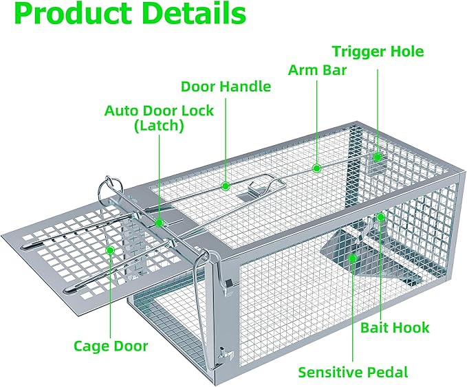 Humane Rat Traps 2-Pack No Kill Small Animal Cage Trap Live Mouse Trap Cage Catch and Release Trampa para Ratones Chipmunk Rodent Trap that Work for Indoor and Outdoor - 10.6 L x 5.5 W x 4.7 H