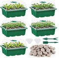 Apipi 5 Pack Seed Starter Kit with 60 Coco Coir Pellets - 60 Cell Seed Starter Trays with Domes for Indoor Greenhouse Germination Home Gardening System for Vegetables/Herbs/Flowers