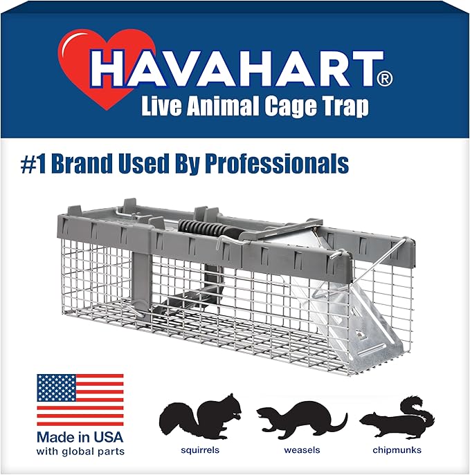 Havahart Small 1-Door Humane Live Catch and Release Animal Trap for Squirrels Weasels Chipmunks and Other Animals - Humane Catch and Release for Small Animals - 1026
