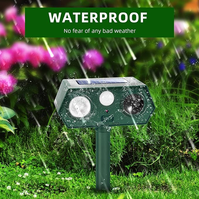 Sonic Fortress Pro Deer Repellent Devices Racoon Repellent Outdoor Squirrel Fortress Pro IP65 Animal Repeller Cat Deterrent with Motion Sensor&amp Light to Scare Bear Rabbit Skunk for Garden Yard(2)