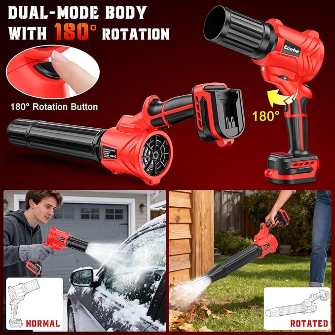 Cordless Leaf Blower for Milwaukee 18V Batteries(No Battery) Handheld Mini Turbo Blowers with 180°Rotatable Head 6-Speed Power Display Battery Powered Blower for Leaves/Dust/Garage/Lawn
