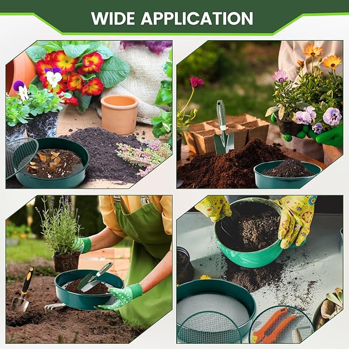 Garden Sieve Set Soil Sifter for Gardening with 3 5 8 10 12 mm Sieve Mesh Compost Dirt Sifter Suitable for Stone Sieves Soil Mixes Cat Litter Filtration