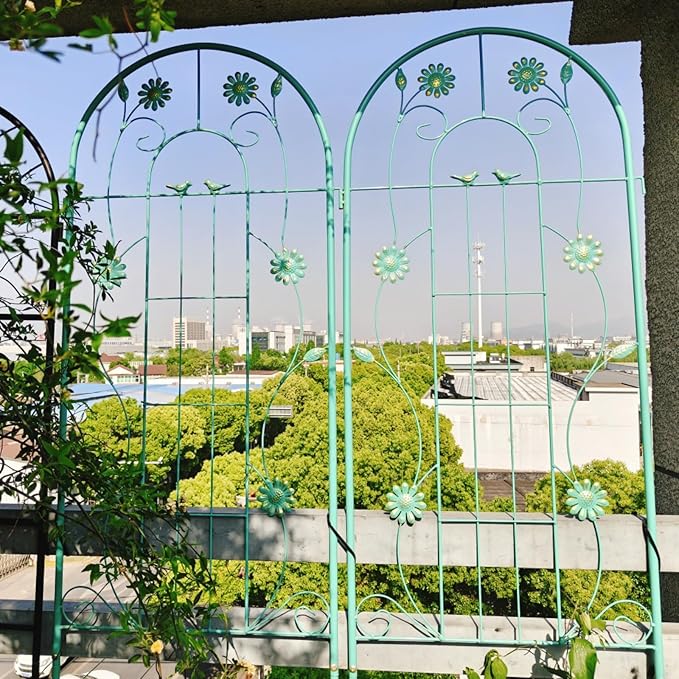 Metal Garden Trellis for Climbing Plants Vines Rose Rustproof Trellis for Outdoor Decor Garden Backyard Patio Outdoor Flower Support Easy Assembly 86.7 x 19.7 (Green 2 Pack)
