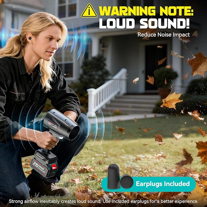 800000 RPM Cordless Leaf Blower with 2x4.0Ah Batteries Brushless Motor Adjustable Speed Lightweight Portable Electric Blower for Car Patio Garden &amp Indoor Cleaning 3 Nozzles Included