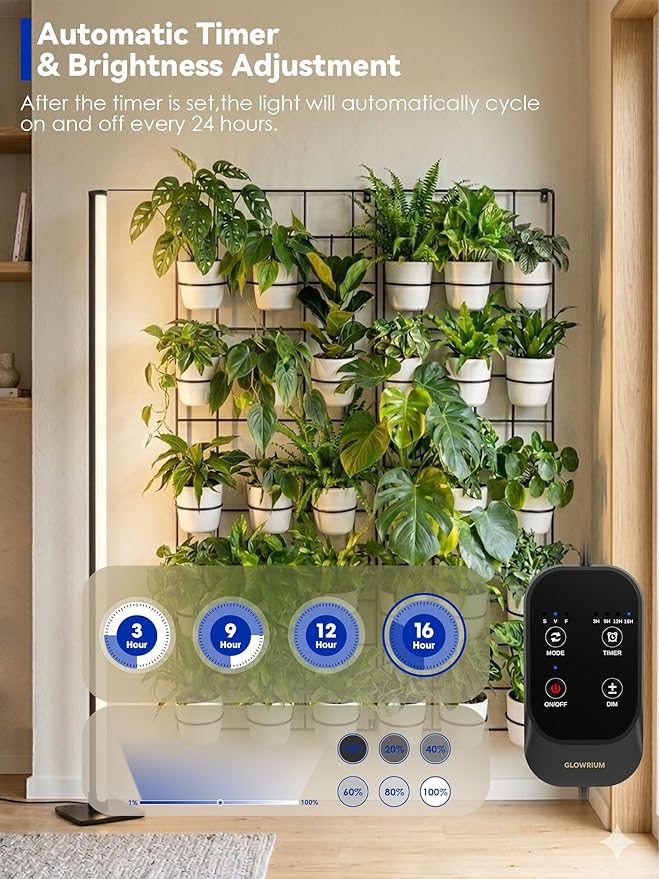 Grow Light with Auto-Timer Hanging and Standing Grow Lights for Indoor Plants3 Light Modes Detachable Full Spectrum Plant Lights for Wide Area Coverage in Indoor Plants (45 in)