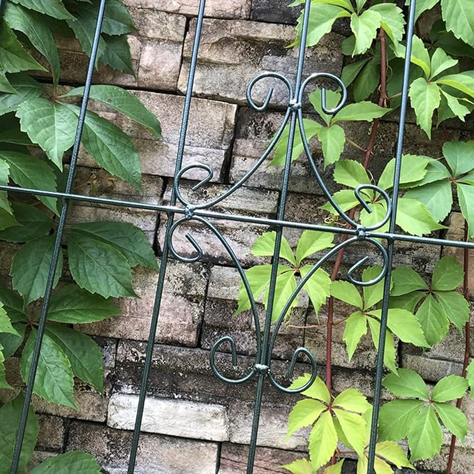 Outdoor Metal Garden Trellis for Plant Climbing Vines and Flowers Stands 230×60cm/90.5x23.6 Rustproof Arched Fence Lattice Decoration Vintage Distressed Style(Color:Dark Green)