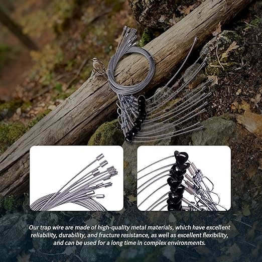 12Pcs Trap Wire (60in Long 7x7 3/32 Cable) Fits for Outdoor Survival and Hunting Adventures Easy to Carry