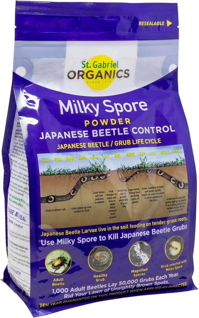 St. Gabriel Organics Milky Spore Powder 40oz – Japanese Beetle Grub Killer for Lawns