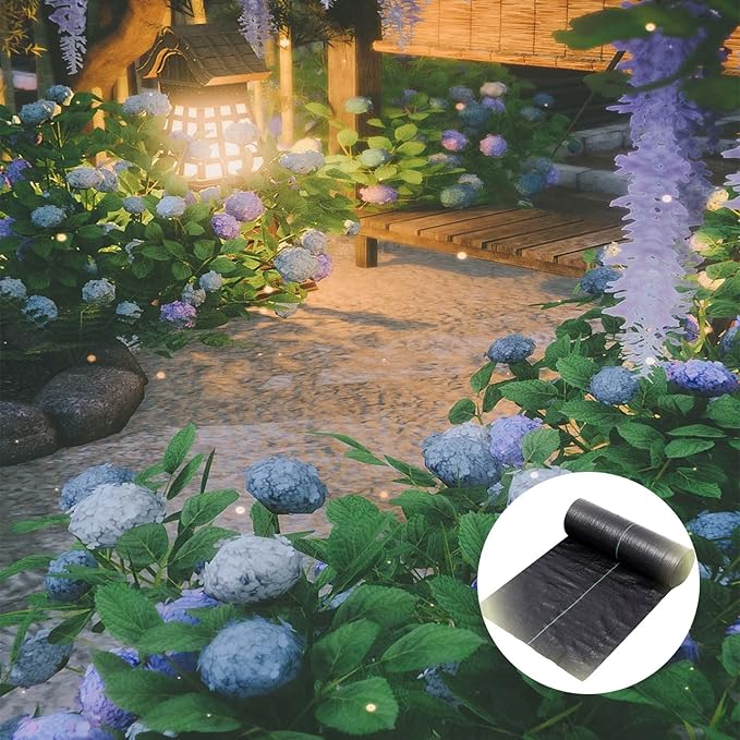 Landscape Garden Weed Control Membrane Heavy DutyWeed Barrier FabricGeotextile Weed Surpressing Fabric Membrane for Patios Garden Landscape(1.22x91m/4x300ft)