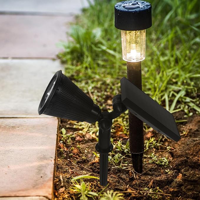 SUPVOX Solar Spotlights Outdoor Waterproof Solar Powered Landscape Garden Lights with 4 LED Warm White 3 Lighting Modes for Yard Patio Lawn and Tree Illumination