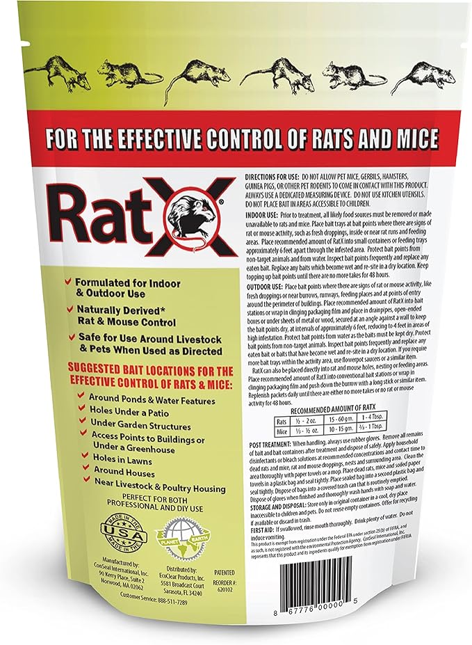 EcoClear Products 620102 RatX All-Natural Non-Toxic Humane Rat and Mouse Killer Pellets 3 lb. Bag