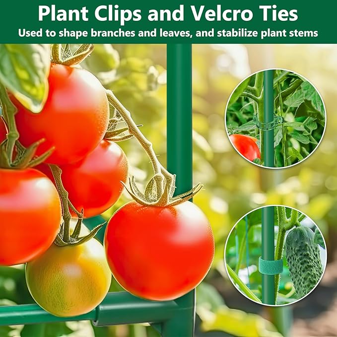 2 Pack Tomato Cages for Garden49-Inch Square Trellis Frame with 7 Gallon Grow Bags Plant Clips Tomato Plant Support Kit for Garden Raised Bed Cucumber Vegetable Climbing Outdoor Indoor