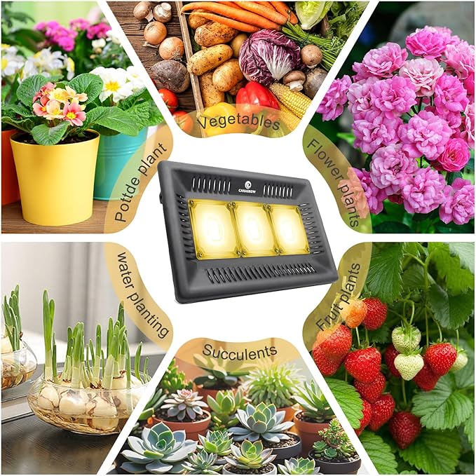 CANAGROW Waterproof Plant Light Outdoor Grow Light Sunlike Full Spectrum COB LED Grow Lamp Refugium Light for Saltwater Aquarium No Noise Heating Lamps for Plants Seeding Veg Blooming Fruiting