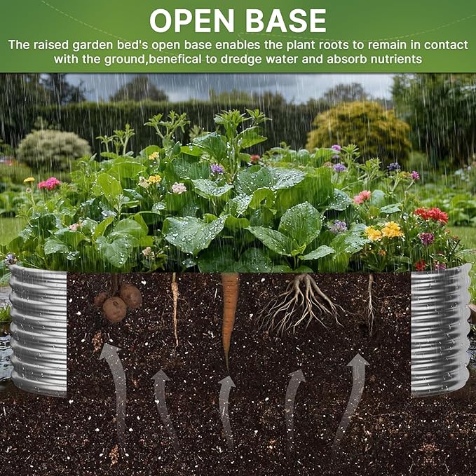 3 PCS Tall 4x2x1.5ft Galvanized Raised Garden Bed Outdoor Metal Garden Bed for Vegetables Above Ground Garden Box for Flower Steel Raised Beds for Gardening