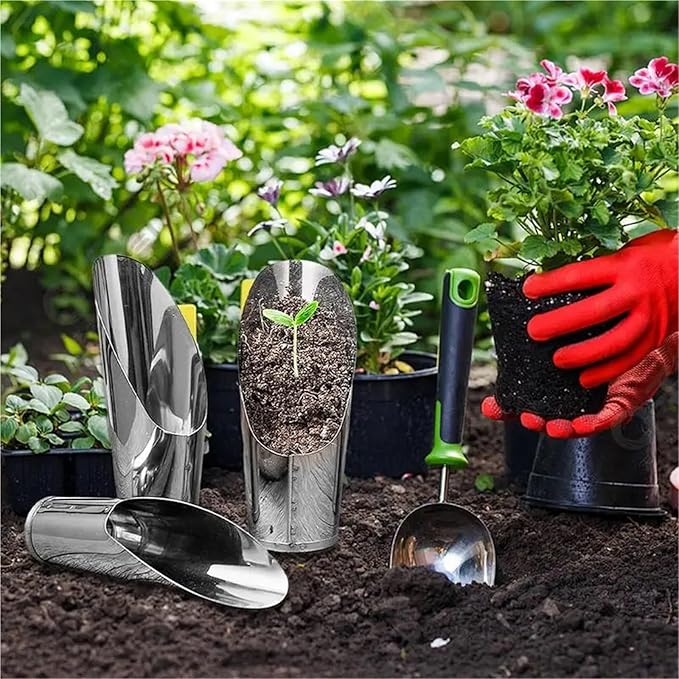 Bonsai Soil Scoop 3pcs Soil Scoop for Indoor Plants Stainless Steel Scooper for Planting Rust-Proof Bonsai Hand Tool with Comfortable