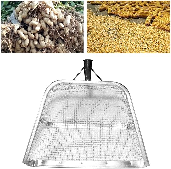 Soil Sifter Garden Sieve Soil Spade Yard Patio Landscaping Agricultural Filter Riddle Sieve Tool for Sand Dates Weeds Peanut 37x44cm Mesh 0.4cm